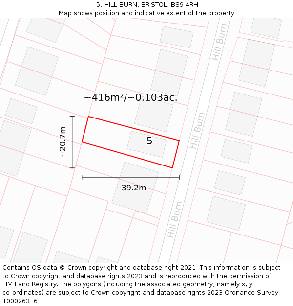 5, HILL BURN, BRISTOL, BS9 4RH: Plot and title map