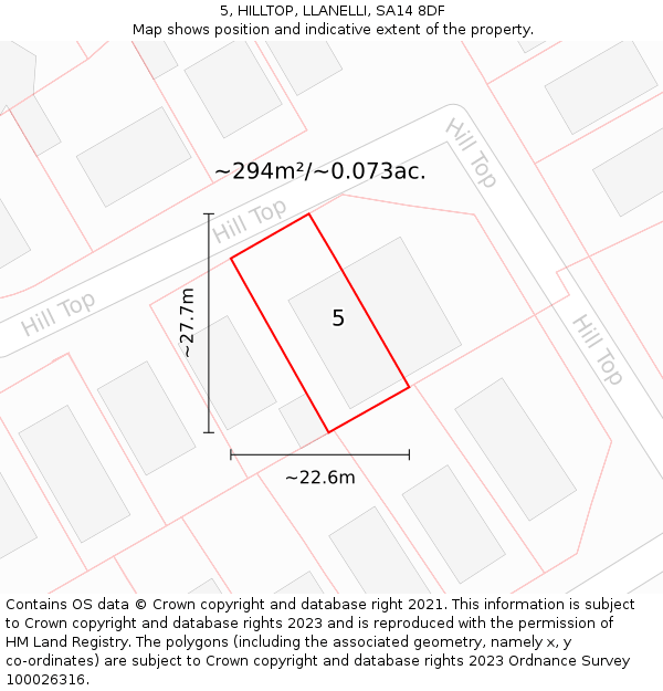 5, HILLTOP, LLANELLI, SA14 8DF: Plot and title map