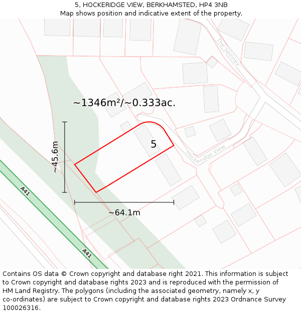 5, HOCKERIDGE VIEW, BERKHAMSTED, HP4 3NB: Plot and title map