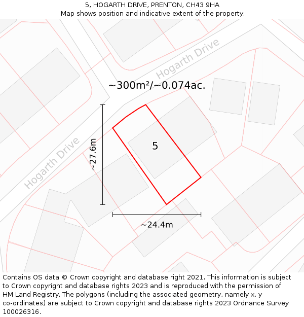 5, HOGARTH DRIVE, PRENTON, CH43 9HA: Plot and title map