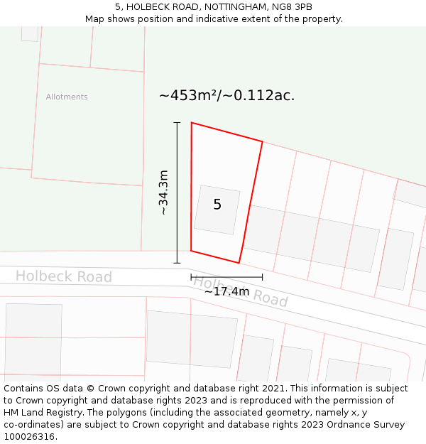 5, HOLBECK ROAD, NOTTINGHAM, NG8 3PB: Plot and title map