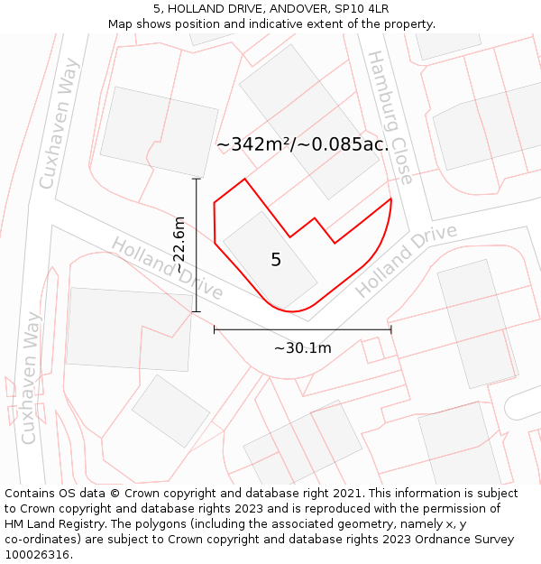 5, HOLLAND DRIVE, ANDOVER, SP10 4LR: Plot and title map