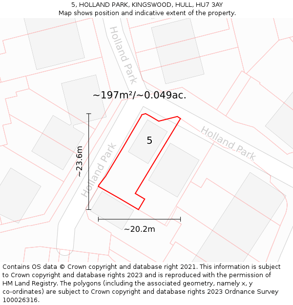 5, HOLLAND PARK, KINGSWOOD, HULL, HU7 3AY: Plot and title map