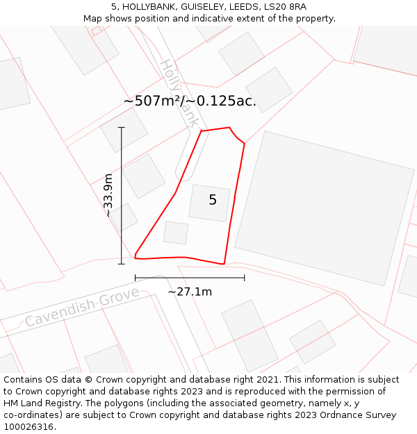 5, HOLLYBANK, GUISELEY, LEEDS, LS20 8RA: Plot and title map