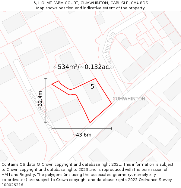 5, HOLME FARM COURT, CUMWHINTON, CARLISLE, CA4 8DS: Plot and title map