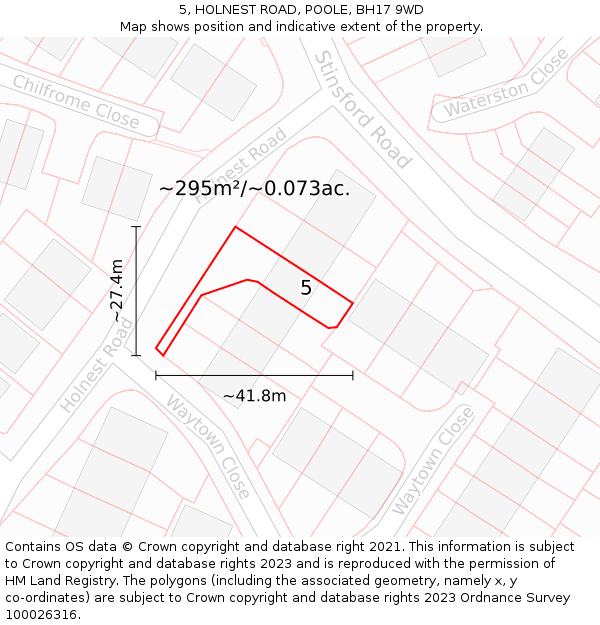 5, HOLNEST ROAD, POOLE, BH17 9WD: Plot and title map