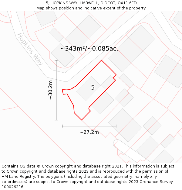 5, HOPKINS WAY, HARWELL, DIDCOT, OX11 6FD: Plot and title map