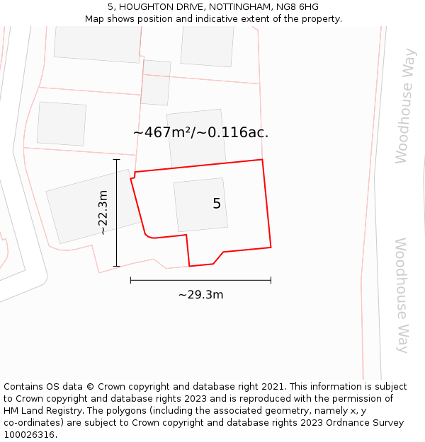 5, HOUGHTON DRIVE, NOTTINGHAM, NG8 6HG: Plot and title map