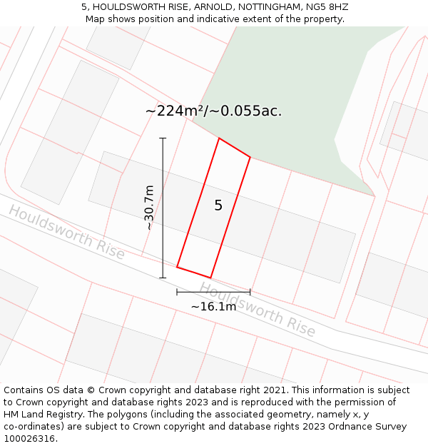 5, HOULDSWORTH RISE, ARNOLD, NOTTINGHAM, NG5 8HZ: Plot and title map