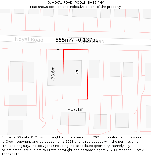 5, HOYAL ROAD, POOLE, BH15 4HY: Plot and title map