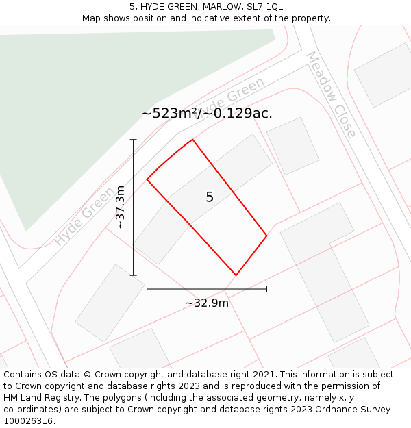 5, HYDE GREEN, MARLOW, SL7 1QL: Plot and title map