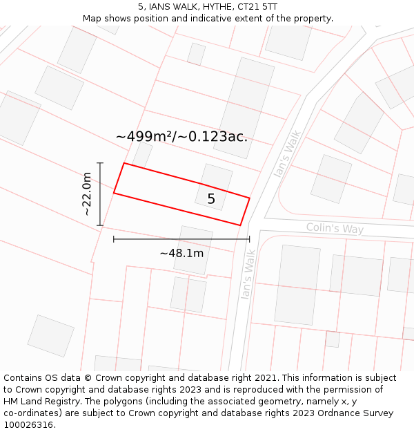 5, IANS WALK, HYTHE, CT21 5TT: Plot and title map