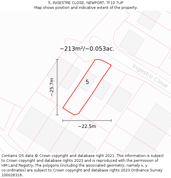 5, INGESTRE CLOSE, NEWPORT, TF10 7UP: Plot and title map