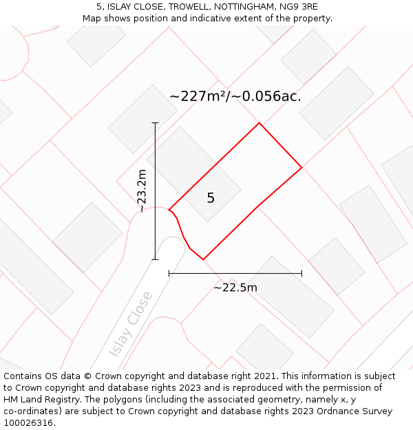 5, ISLAY CLOSE, TROWELL, NOTTINGHAM, NG9 3RE: Plot and title map