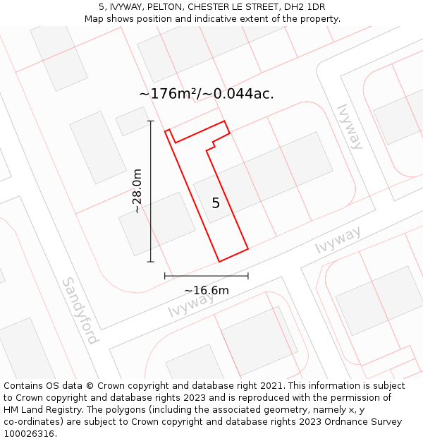 5, IVYWAY, PELTON, CHESTER LE STREET, DH2 1DR: Plot and title map