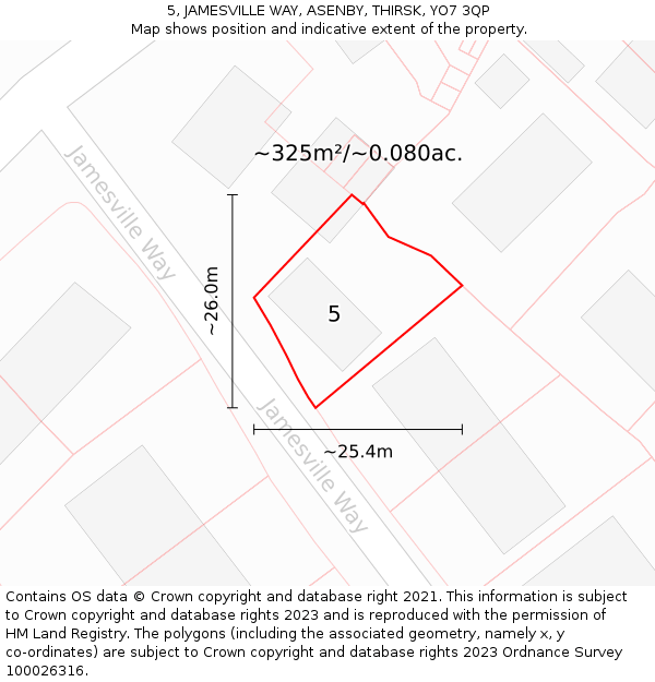 5, JAMESVILLE WAY, ASENBY, THIRSK, YO7 3QP: Plot and title map