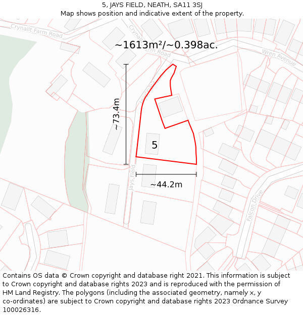 5, JAYS FIELD, NEATH, SA11 3SJ: Plot and title map