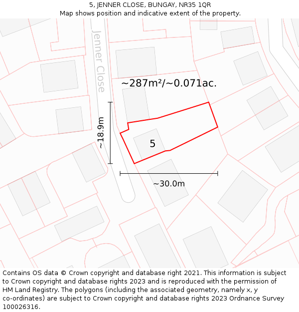 5, JENNER CLOSE, BUNGAY, NR35 1QR: Plot and title map