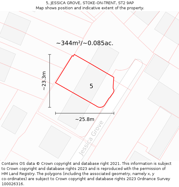 5, JESSICA GROVE, STOKE-ON-TRENT, ST2 9AP: Plot and title map