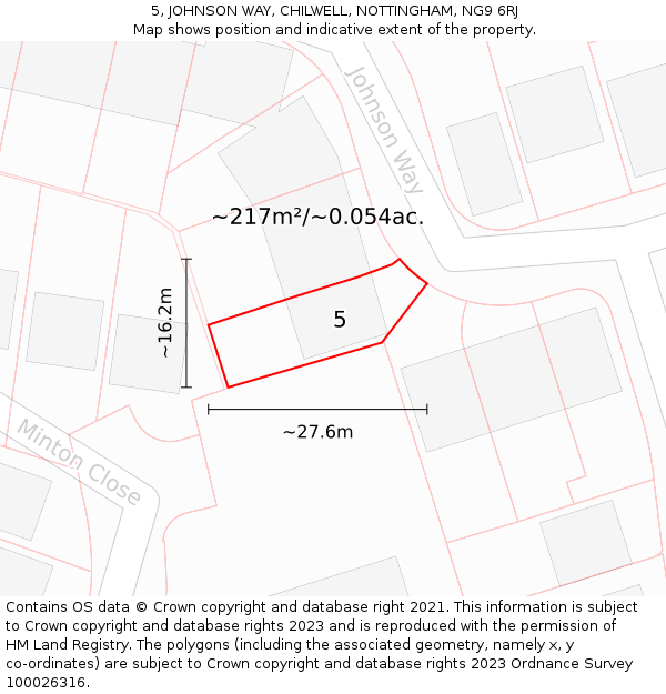 5, JOHNSON WAY, CHILWELL, NOTTINGHAM, NG9 6RJ: Plot and title map