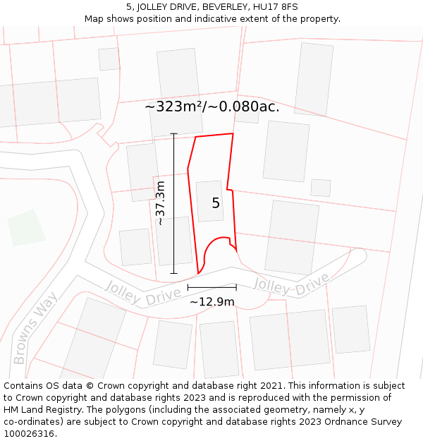 5, JOLLEY DRIVE, BEVERLEY, HU17 8FS: Plot and title map