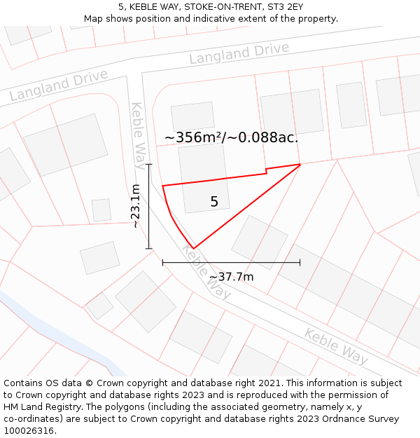 5, KEBLE WAY, STOKE-ON-TRENT, ST3 2EY: Plot and title map