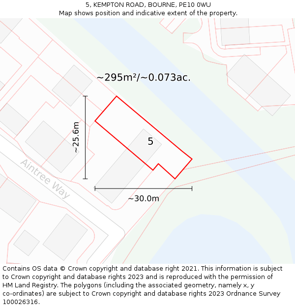 5, KEMPTON ROAD, BOURNE, PE10 0WU: Plot and title map