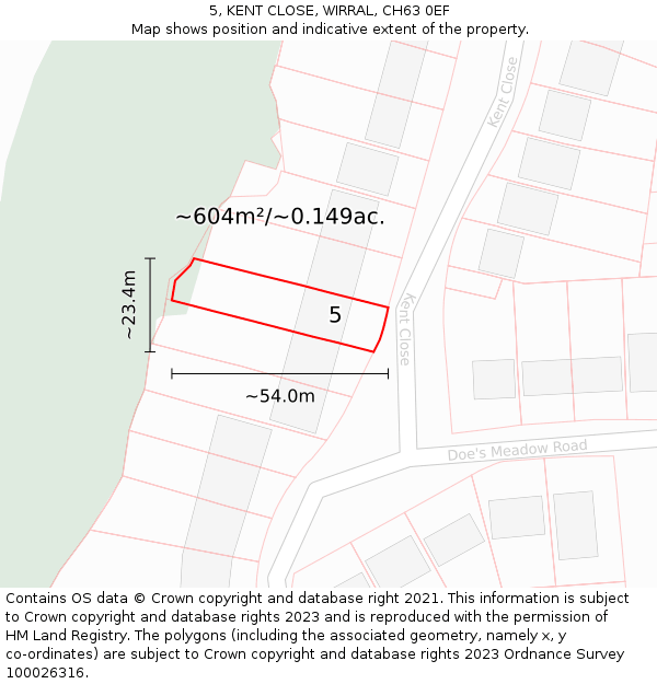 5, KENT CLOSE, WIRRAL, CH63 0EF: Plot and title map