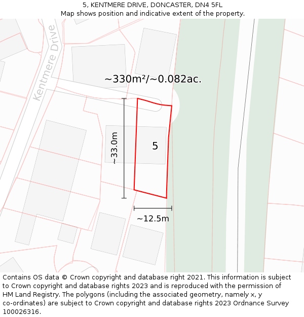 5, KENTMERE DRIVE, DONCASTER, DN4 5FL: Plot and title map