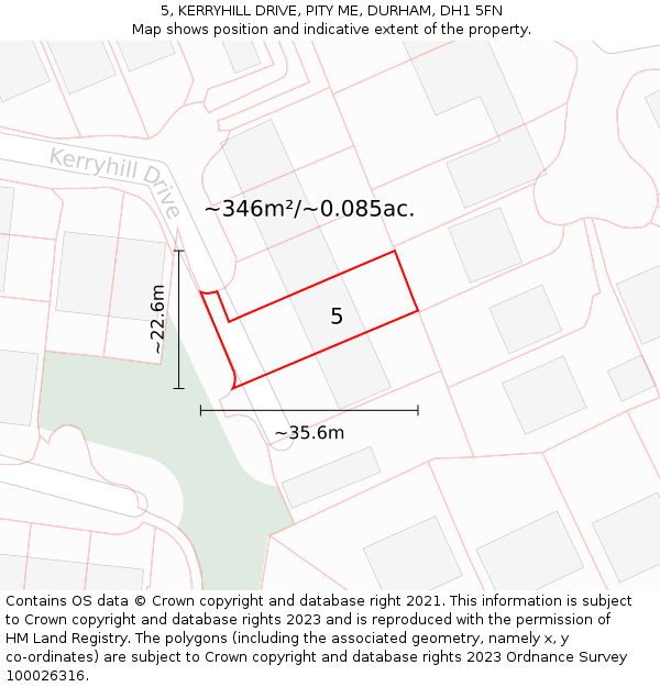 5, KERRYHILL DRIVE, PITY ME, DURHAM, DH1 5FN: Plot and title map