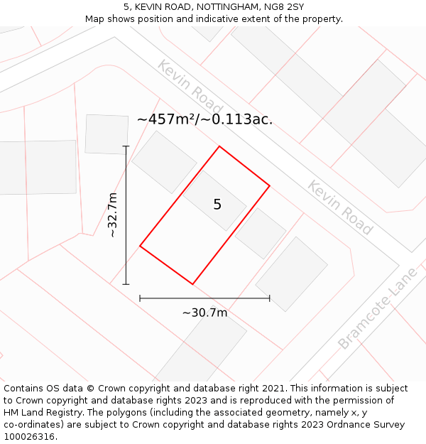 5, KEVIN ROAD, NOTTINGHAM, NG8 2SY: Plot and title map