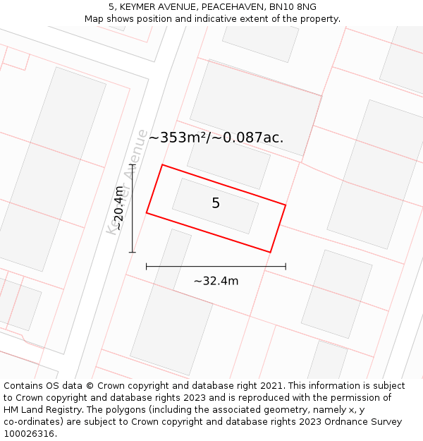 5, KEYMER AVENUE, PEACEHAVEN, BN10 8NG: Plot and title map