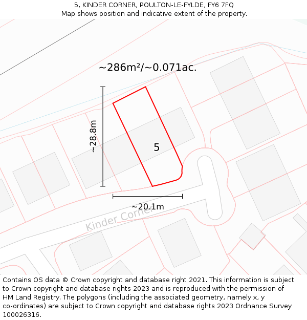 5, KINDER CORNER, POULTON-LE-FYLDE, FY6 7FQ: Plot and title map