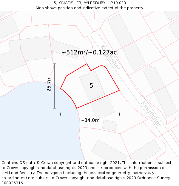 5, KINGFISHER, AYLESBURY, HP19 0FR: Plot and title map