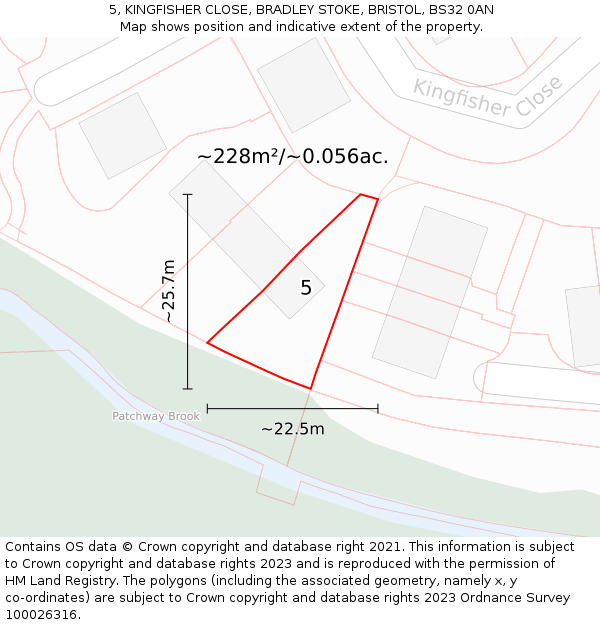 5, KINGFISHER CLOSE, BRADLEY STOKE, BRISTOL, BS32 0AN: Plot and title map