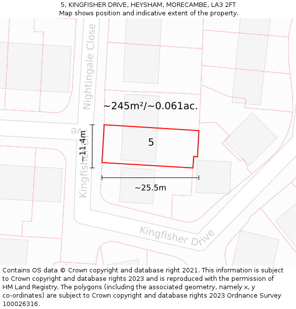 5, KINGFISHER DRIVE, HEYSHAM, MORECAMBE, LA3 2FT: Plot and title map