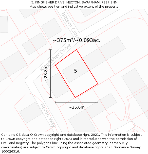 5, KINGFISHER DRIVE, NECTON, SWAFFHAM, PE37 8NN: Plot and title map