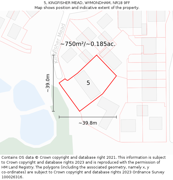 5, KINGFISHER MEAD, WYMONDHAM, NR18 9FF: Plot and title map