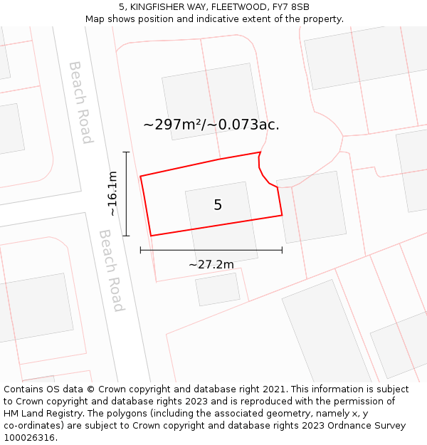 5, KINGFISHER WAY, FLEETWOOD, FY7 8SB: Plot and title map