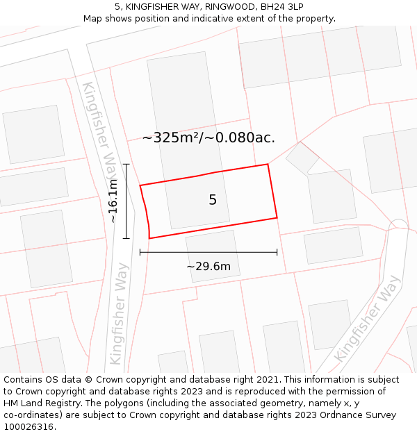 5, KINGFISHER WAY, RINGWOOD, BH24 3LP: Plot and title map