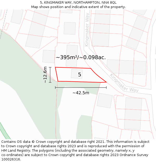 5, KINGMAKER WAY, NORTHAMPTON, NN4 8QL: Plot and title map