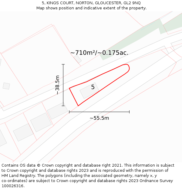 5, KINGS COURT, NORTON, GLOUCESTER, GL2 9NQ: Plot and title map