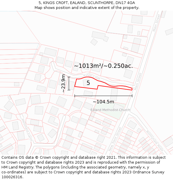 5, KINGS CROFT, EALAND, SCUNTHORPE, DN17 4GA: Plot and title map