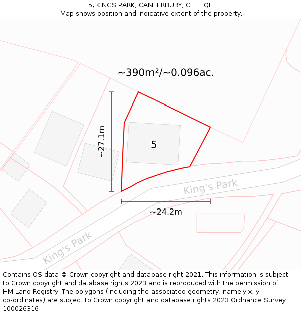 5, KINGS PARK, CANTERBURY, CT1 1QH: Plot and title map