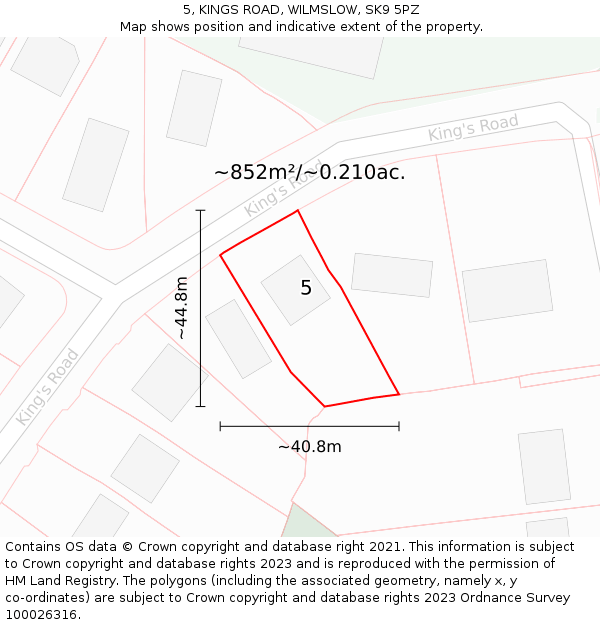 5, KINGS ROAD, WILMSLOW, SK9 5PZ: Plot and title map