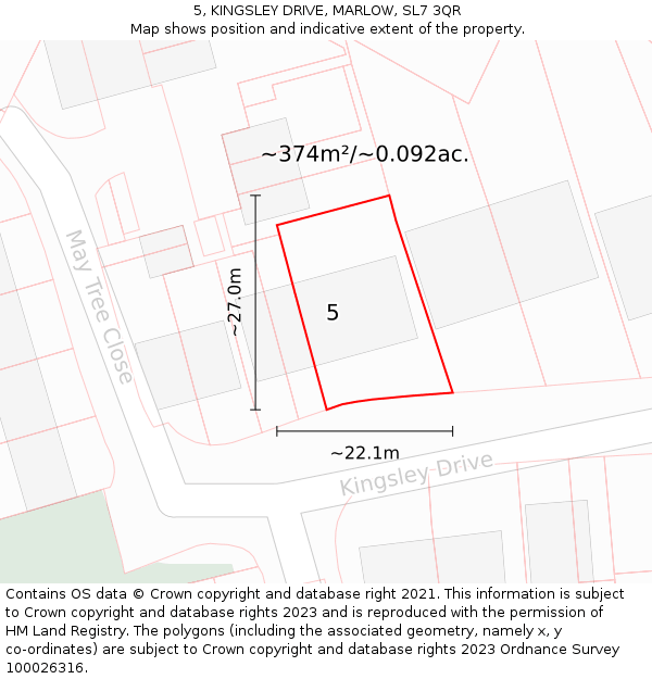 5, KINGSLEY DRIVE, MARLOW, SL7 3QR: Plot and title map