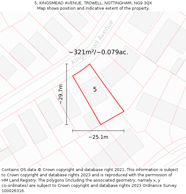 5, KINGSMEAD AVENUE, TROWELL, NOTTINGHAM, NG9 3QX: Plot and title map