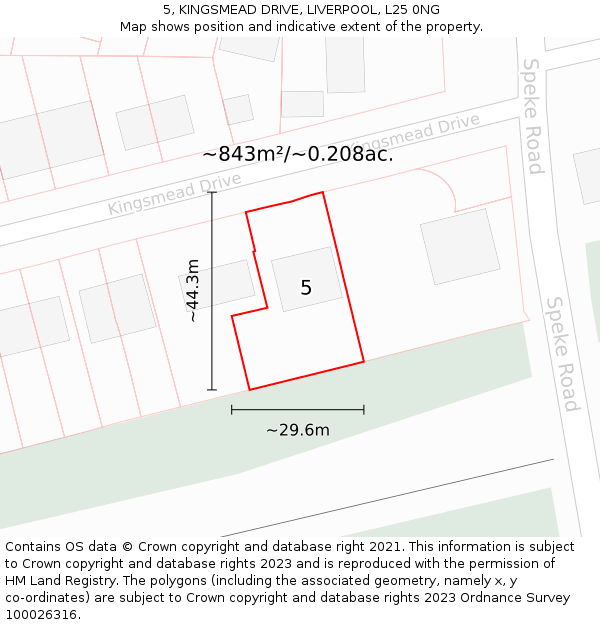 5, KINGSMEAD DRIVE, LIVERPOOL, L25 0NG: Plot and title map