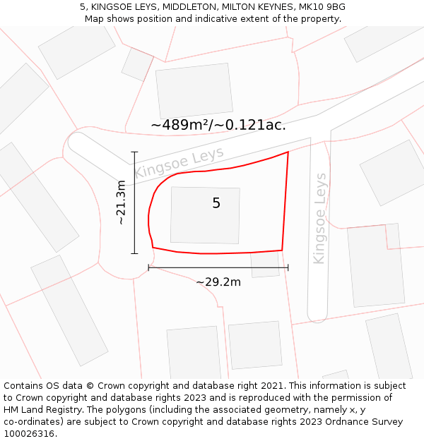 5, KINGSOE LEYS, MIDDLETON, MILTON KEYNES, MK10 9BG: Plot and title map