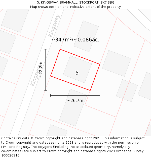 5, KINGSWAY, BRAMHALL, STOCKPORT, SK7 3BG: Plot and title map